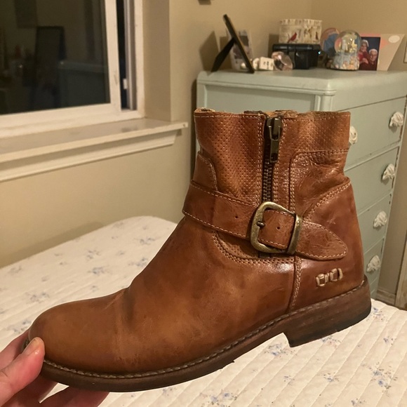 Bed Stu Shoes - Bed Stu Cognac Leather Ankle Boot with Brass Buckle